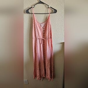 Pink Polka Dot Button-Down Dress